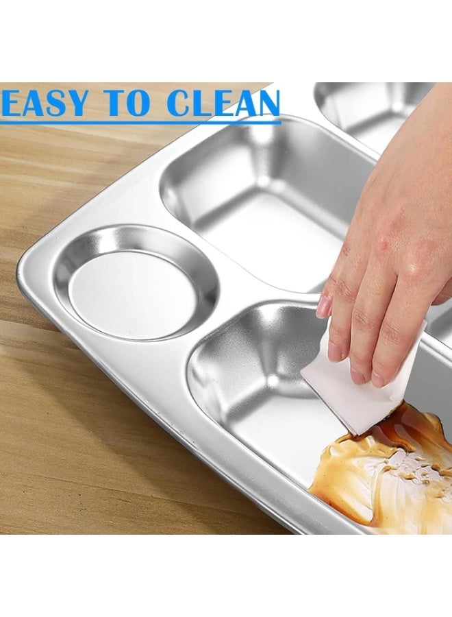 Divided Stainless Steel Food Tray with 6 Sections – Reusable Heavy Duty Plate for Portion Control, Kids Meals and Diet Food - Image 4